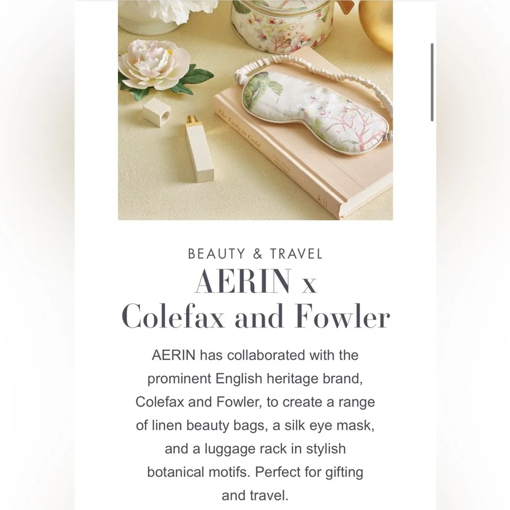 NWT AERIN X Colefax and Fowler ELOISE Silk Sleep Mask And Silk Drawstring Bag - Picture 4 of 13
